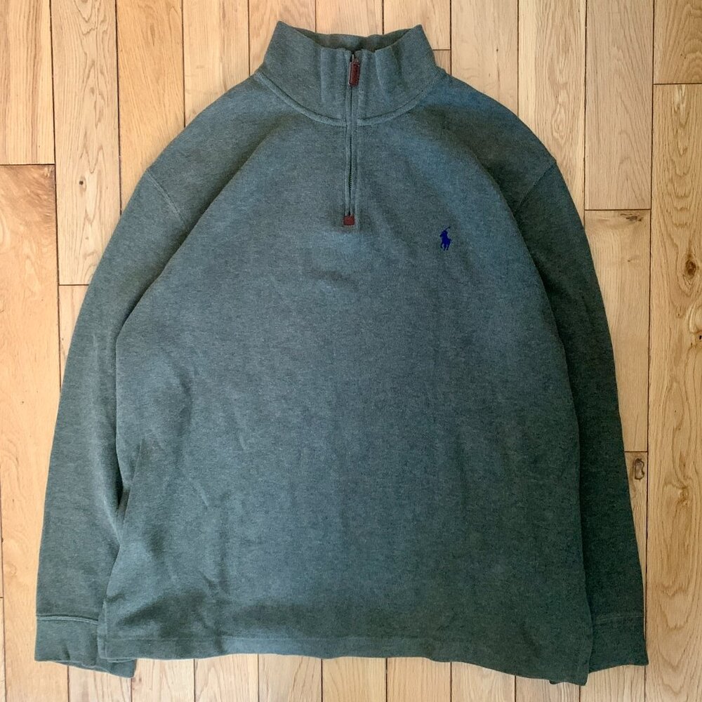 polo ralph lauren quarter zip sweater xl Olive Green Pony Extra Large Men’s